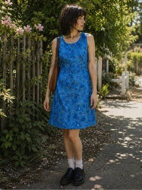 Vintage 90s Y2K Floral Mini Dress Soft Grunge Rom Com Vibes Medium